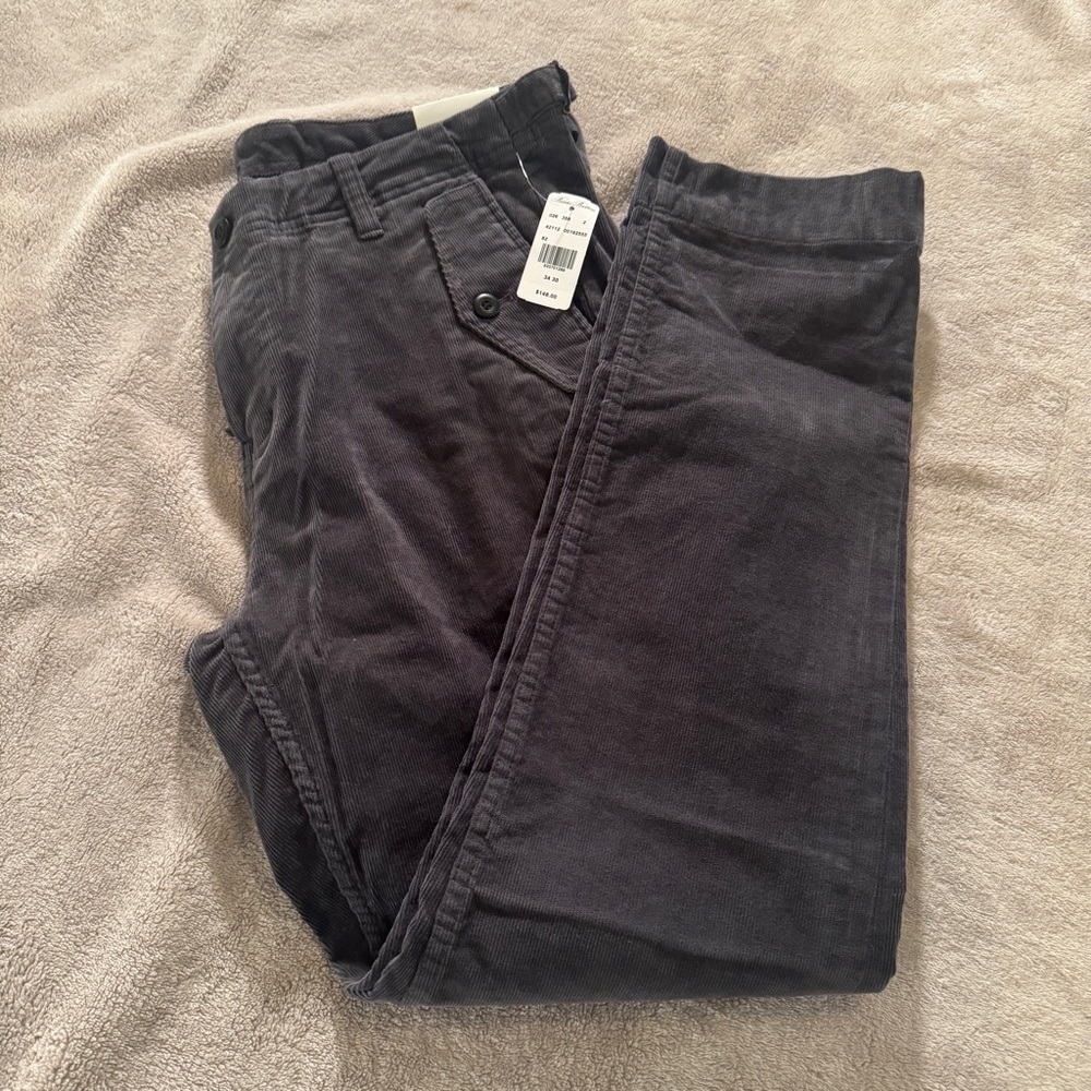 NWT Brooks Brothers Charcoal Gray Corduroy Men’s Cargo Trousers 34/30